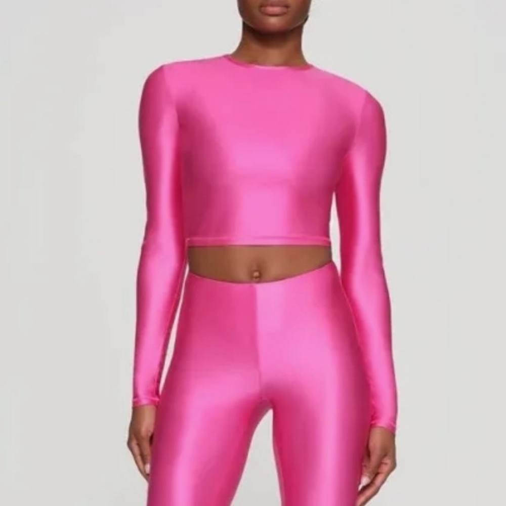 SKIMS Hot Pink Long Sleeve Crop Top